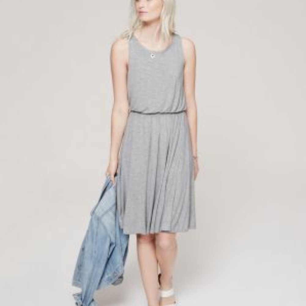 LOFT Heather Gray Midi Dress